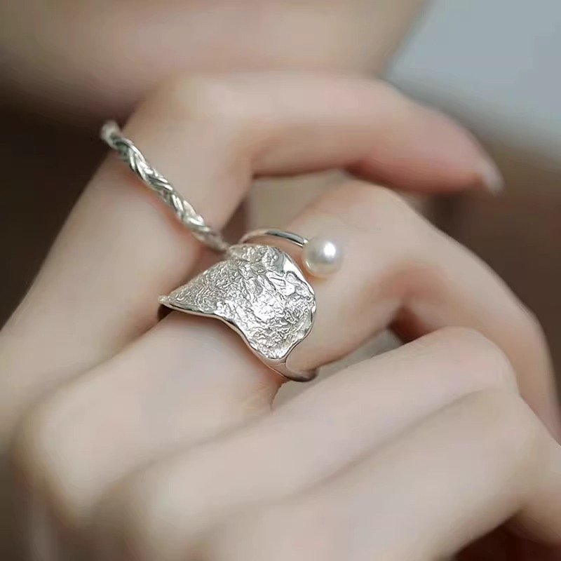 925 Sterling Silver Pearl Ring – Light Luxury Premium Vintage Open Ring, Women's Accessory
