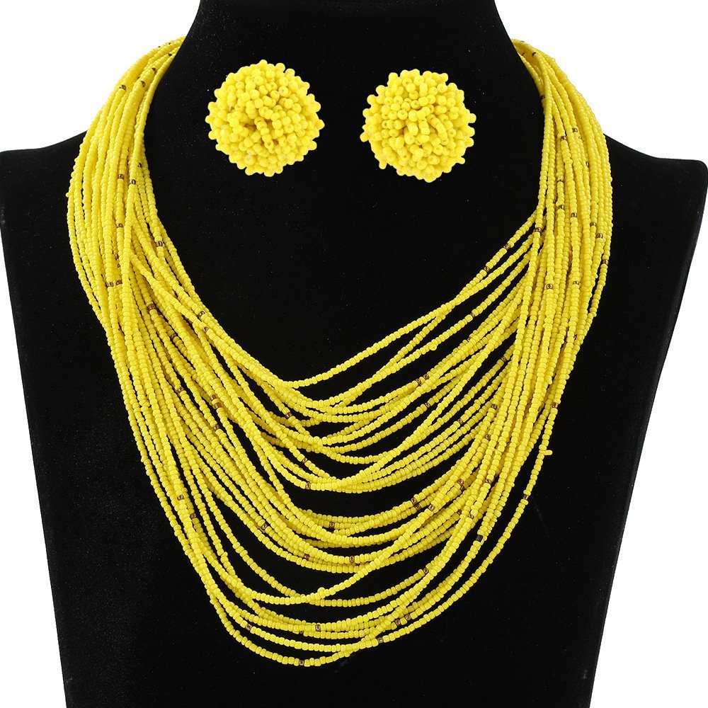 Bohemian Multi-Layer Earring & Necklace Vintage Ethnic Style Jewelry Set – Women's Fashion Item