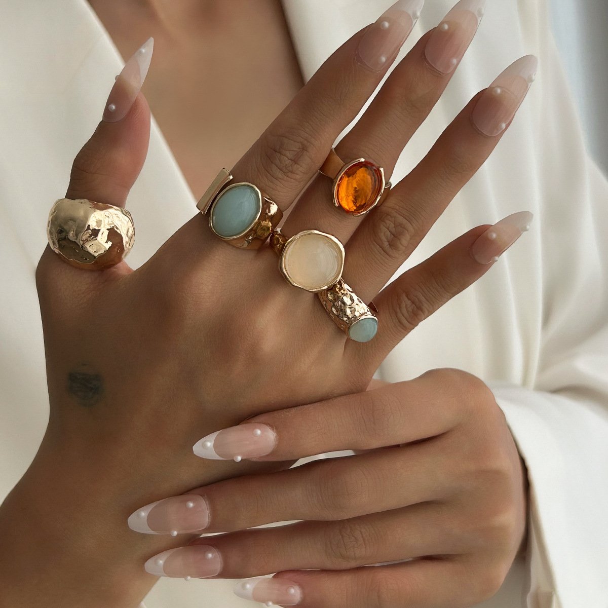 Fashionable Acrylic-Inlaid Open Ring – Unique Adjustable Ring, Women's Accessory