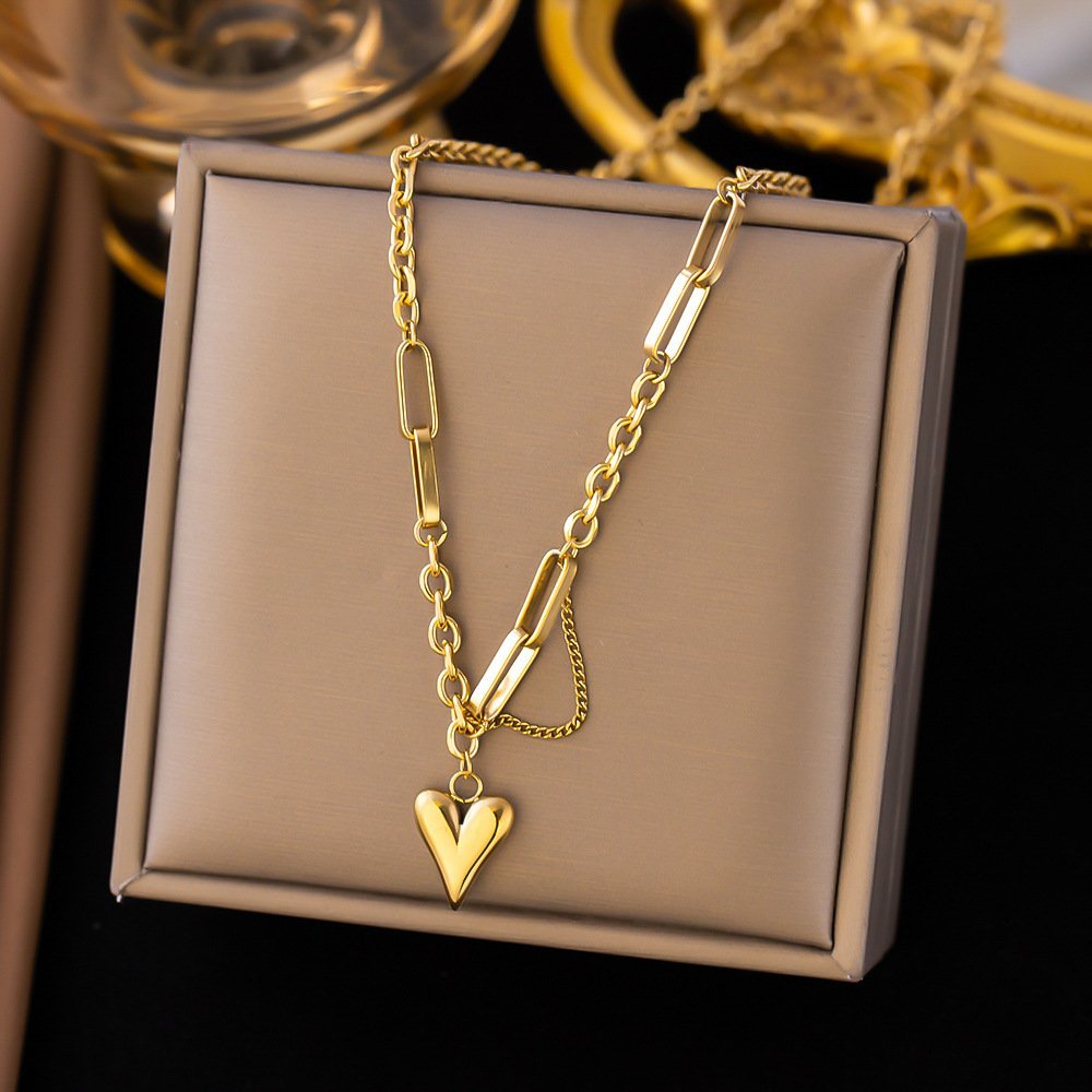 Gold-Plated Titanium Steel Heart Necklace – Durable, Stylish, Meaningful Gift for Her