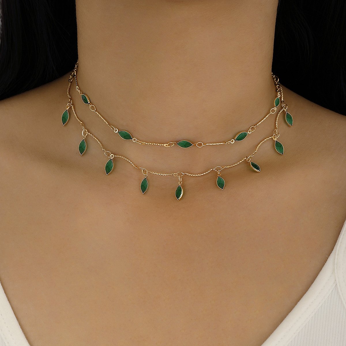 Minimalist Fashion Diamond-Inlaid Necklace, Zircon Teardrop Tassel Jewelry – Versatile Gold-Plated Geometric Rhinestone Collarbone Chain