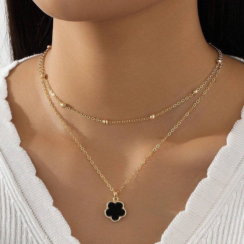 Flower Layered Choker Necklace for Women